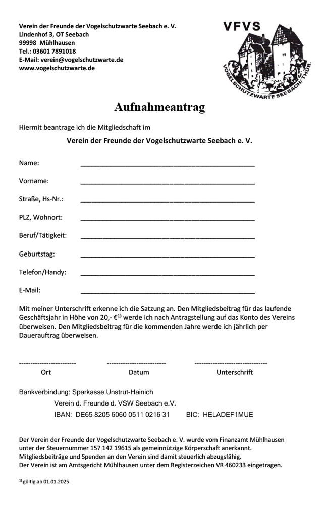 Aufnahmeantrag