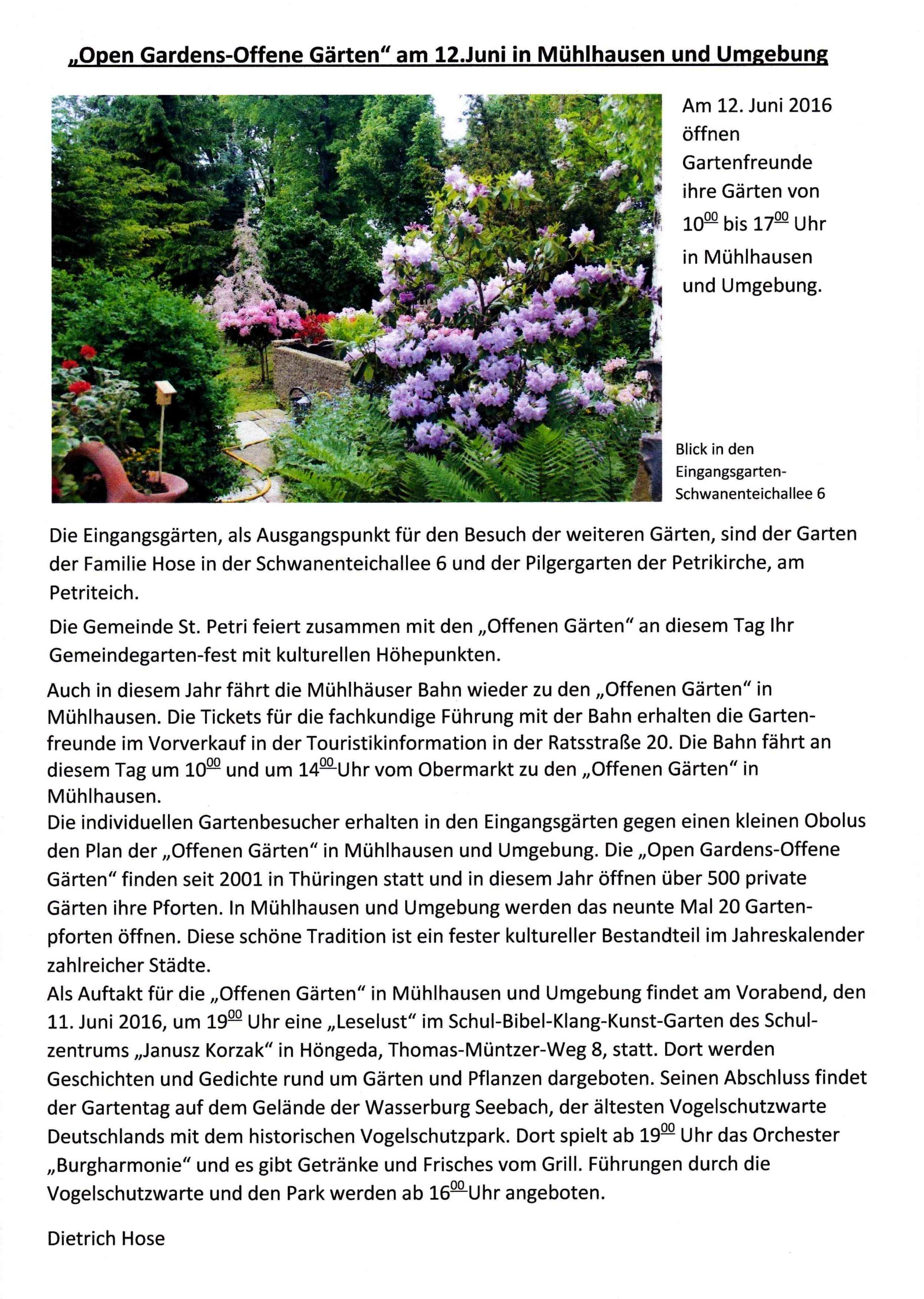 Tag der offenen Gärten - Dietrich Hose